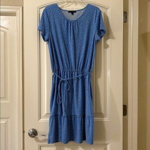 Banana Republic Medium Blue Floral Print Knee Length/Midi Dress